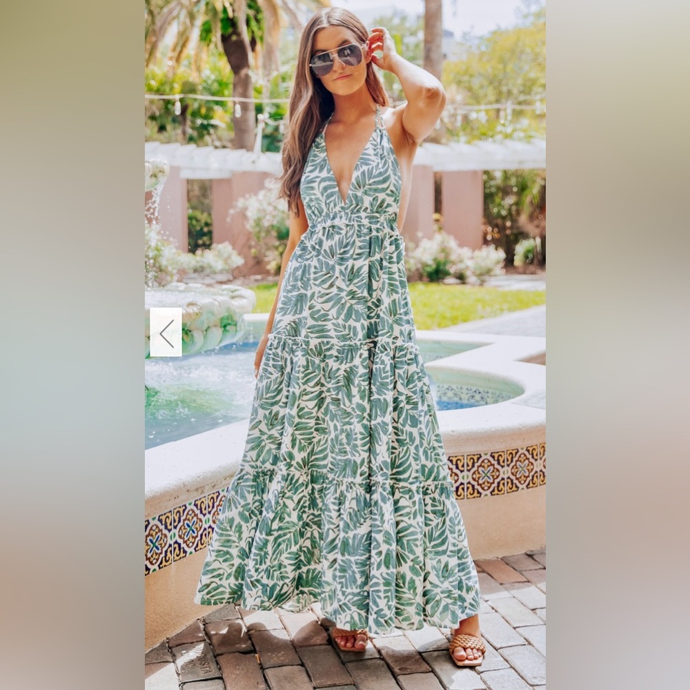 Island Palms Halter Maxi Dress
